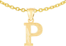 Load image into Gallery viewer, 10k Yellow Gold 0.45&quot; Personalized Lighting Alphabet Letter A - Z Initial Charm Pendant with optional Extendable Chain Necklace
