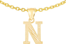 Load image into Gallery viewer, 10k Yellow Gold 0.45&quot; Personalized Lighting Alphabet Letter A - Z Initial Charm Pendant with optional Extendable Chain Necklace
