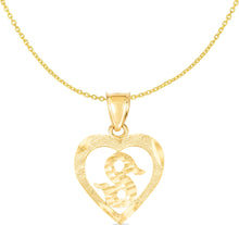 Load image into Gallery viewer, 10k Yellow Gold 19mm Personalized Alphabet Letter A - Z Initial Heart Pendant with optional Extendable Cable Chain Necklace
