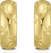 Load image into Gallery viewer, 14k Yellow Gold Florentine Hoop Earrings

