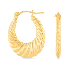 Load image into Gallery viewer, 10k Yellow Gold High Polish Shiny Shrimp Swirl Hoop Earrings
