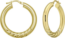 Load image into Gallery viewer, 14k Yellow Gold 30mm x 4mm Round or 31.6mm x 4mm Twisted Oval Hoop Earrings
