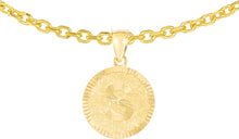 Load image into Gallery viewer, 10k Yellow Gold 0.63&quot; Personalized Medallion Alphabet Letter A - Z Initial Charm Pendant with optional Extendable Chain Necklace
