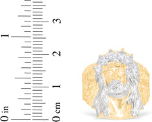 Load image into Gallery viewer, 10k Yellow Gold 22mm Jesus Face Two-Tone CZ Crown Men&#39;s Ring, Sizes 5 - 13

