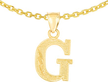Load image into Gallery viewer, 10k Yellow Gold 0.45&quot; Personalized Lighting Alphabet Letter A - Z Initial Charm Pendant with optional Extendable Chain Necklace
