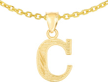 Load image into Gallery viewer, 10k Yellow Gold 0.45&quot; Personalized Lighting Alphabet Letter A - Z Initial Charm Pendant with optional Extendable Chain Necklace
