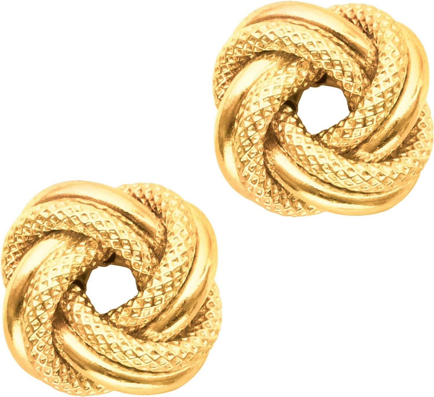 14k Yellow Gold 10mm Diamond Cut & Polished Love Knot Stud Earrings
