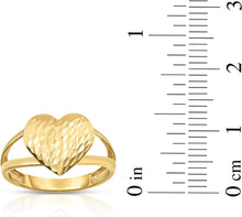 Load image into Gallery viewer, 10k Yellow Gold Diamond Cut Heart Women&#39;s Ring
