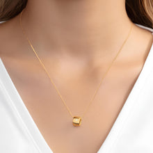 Load image into Gallery viewer, .08cttw Diamond 14k Yellow Gold Barrel Charm Pendant Adjustable Chain Necklace, 16 Inch-18"
