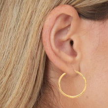 Load image into Gallery viewer, 14k Yellow Gold 2mm x 15mm, 25mm, 30mm or 45mm Diamond Cut &amp; Polished Hoop Earrings
