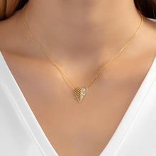 Load image into Gallery viewer, Italian .05cttw Diamond 14k Yellow Gold Elongated Heart Charm Pendant Adjustable Chain Necklace, 16 Inch-18"
