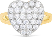 Load image into Gallery viewer, 10k Yellow Gold 14.1mm Two-Tone Heart CZ Double Shank Ring, Sizes 4-11

