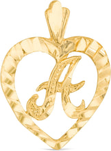 Load image into Gallery viewer, 10k Yellow Gold 24mm Personalized Alphabet Letter A - Z Initial Heart Pendant with optional Extendable Cable Chain Necklace
