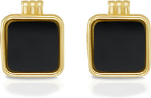 Load image into Gallery viewer, 14k Yellow Gold 9.1mm Square Natural Gemstone Stud Earrings (Malachite, Mother of Pearl, Black Onyx)

