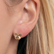 Load image into Gallery viewer, 14k Yellow Gold 8mm Radiating Textured Butterfly Stud Earrings

