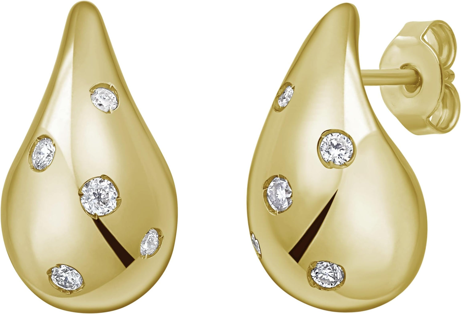 14k Yellow Gold 15mm x 8.5mm CZ Raindrop Earrings