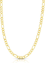 Load image into Gallery viewer, 14k Yellow Gold  or White Gold 3mm Solid Figaro Chain Necklace
