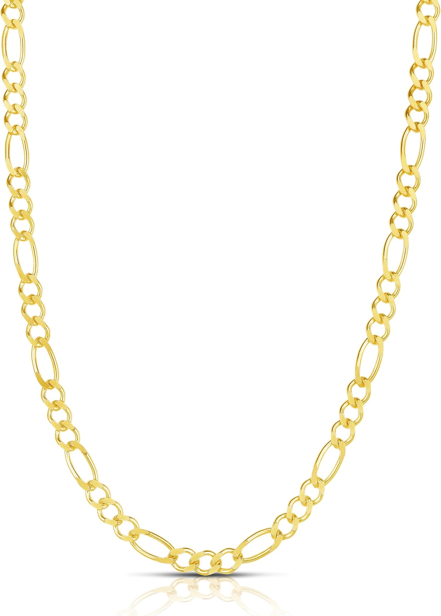 14k Yellow Gold  or White Gold 3mm Solid Figaro Chain Necklace