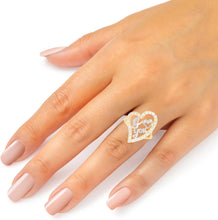 Load image into Gallery viewer, 10k Yellow Gold 22.5mm Curved Heart CZ Two-Tone I Love You Ring, Sizes 4-11
