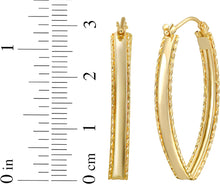 Load image into Gallery viewer, 14k Yellow Gold Textured Marquise Hoop Earrings
