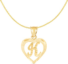 Load image into Gallery viewer, 10k Yellow Gold 19mm Personalized Alphabet Letter A - Z Initial Heart Pendant with optional Extendable Cable Chain Necklace

