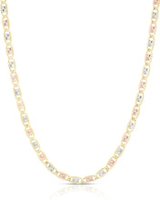 Load image into Gallery viewer, 14k Tri-Color Gold 3.5mm Solid Diamond Cut Valentino Chain Necklace
