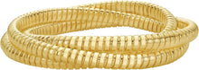 Load image into Gallery viewer, 14k Yellow Gold Triple Stretch Ribbed Tubogas Bangle Slip-on Bracelet, 7 Inch
