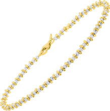 Load image into Gallery viewer, Italian 14k Two-Tone Gold 2.4mm Alternating Bead Link Bracelet, 7 Inch
