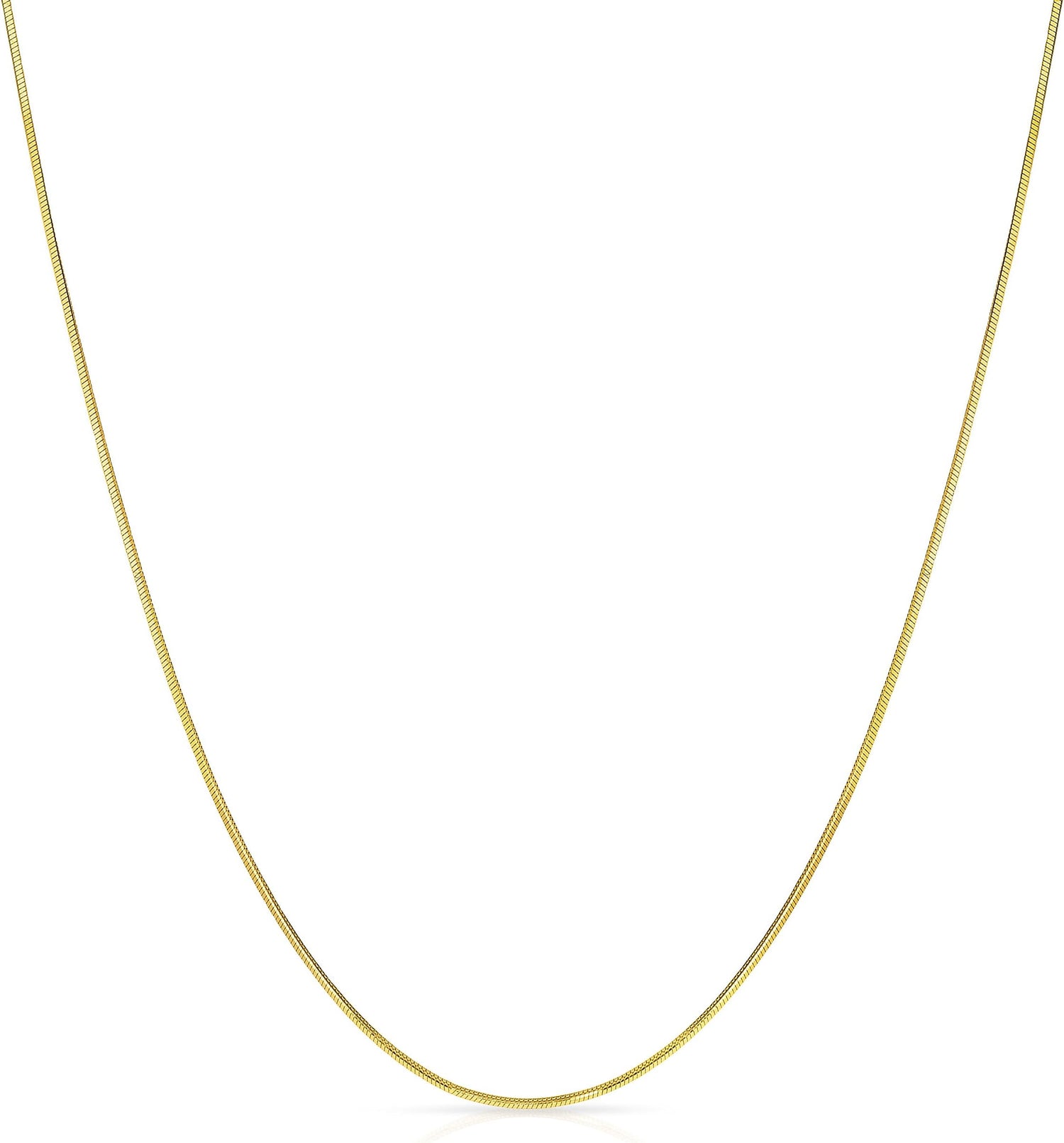 14k Yellow Gold 0.70mm Solid Round Snake Chain Necklace, 16