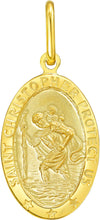 Load image into Gallery viewer, Italian 14k Yellow Gold 20.5mm Saint St. Christopher San Cristóbal Protect Us Medallion Religious Charm Pendant with Optional Necklace,  16-18 Inch
