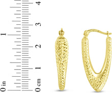 Load image into Gallery viewer, 14k Yellow Gold 28.8mm Diamond Cut Puffed V Hoop Earrings

