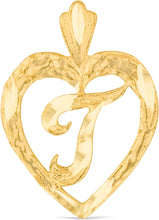 Load image into Gallery viewer, 10k Yellow Gold 24mm Personalized Alphabet Letter A - Z Initial Heart Pendant with optional Extendable Cable Chain Necklace
