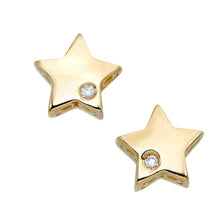 Load image into Gallery viewer, 14k Yellow Gold 6.5mm 0.01ct Diamond Star Stud Celestial Earrings
