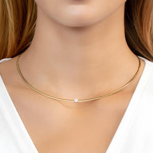Load image into Gallery viewer, Italian .11cttw Diamond 14k Two-Tone Gold 2.2mm Omega Round Necklace, 17 Inch
