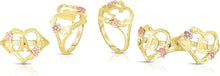 Load image into Gallery viewer, 10k Yellow Gold A-Z Initial Ring with Heart and Rose Gold Flower Design, Sizes 4-9
