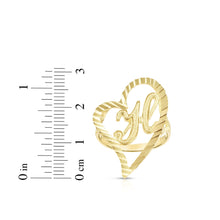 Load image into Gallery viewer, 10k Yellow Gold Small Medium Large or Extra Large A-Z Cursive initial Letter Heart Ring
