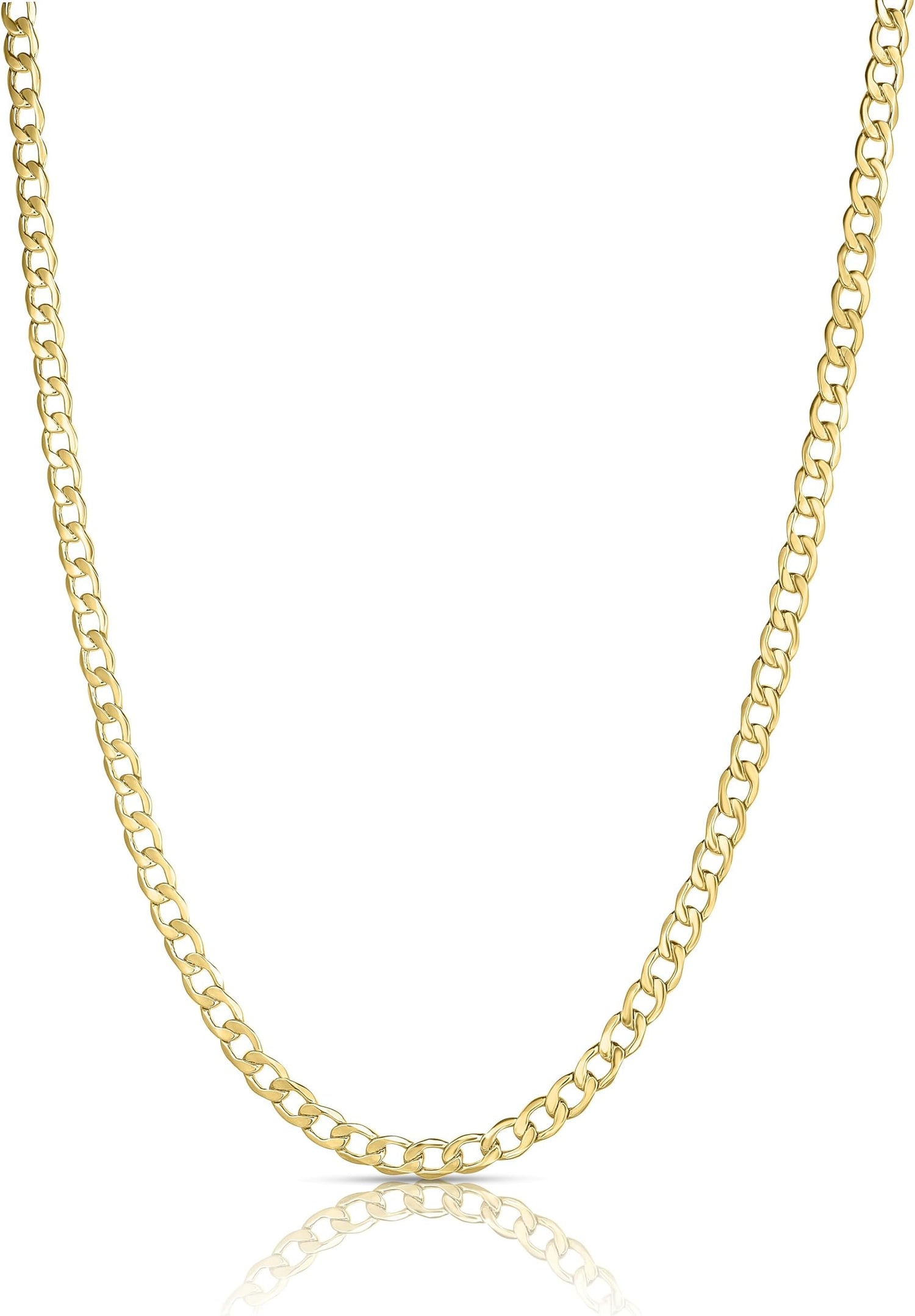 10k Yellow Gold 4mm Hollow Cuban Curb Link Chain Necklace