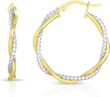 Load image into Gallery viewer, 14k Yellow Gold 25mm Twist and Polished Hoop Earrings
