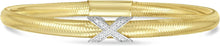Load image into Gallery viewer, Italian .08cttw Diamond 14k Two-Tone Gold 6.6mm X Charm Stretch Mesh Slip-On Bracelet
