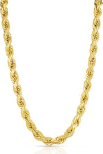 Load image into Gallery viewer, 10k Yellow Gold 9mm Diamond Cut Hollow Rope Chain Necklace
