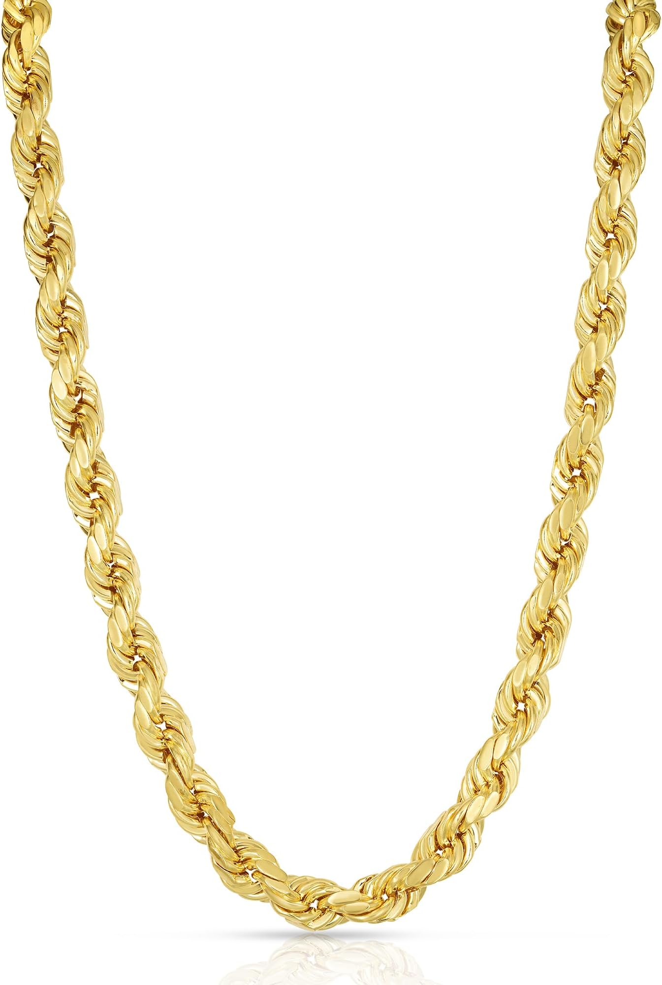 10k Yellow Gold 9mm Diamond Cut Hollow Rope Chain Necklace
