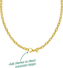 Load image into Gallery viewer, 14k Yellow Gold Oversized Lock for Charm and Pendant 5mm Rolo Linke Chain Necklace, 18 Inch
