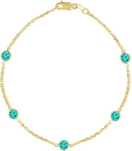 Load image into Gallery viewer, 14k Yellow Gold 4mm Round Birthstone Cable Bracelet or Anklet
