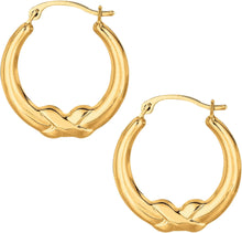 Load image into Gallery viewer, 10k Yellow Gold 19mm Polished X Hoop Earrings
