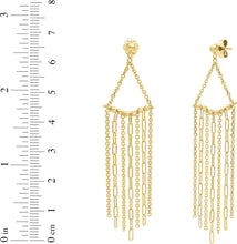 Load image into Gallery viewer, 14k Yellow Gold 68mm Triangle Fringe Earrings
