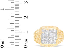 Load image into Gallery viewer, 10k Yellow Gold 14mm Square CZ Filigree Openwork Ring, Sizes 5 - 13
