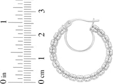 Load image into Gallery viewer, 14k White Gold 24.5mm x 2.6mm Ice Chain Round Hoop Earrings
