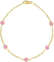 Load image into Gallery viewer, 14k Yellow Gold 4mm Round Birthstone Cable Bracelet or Anklet
