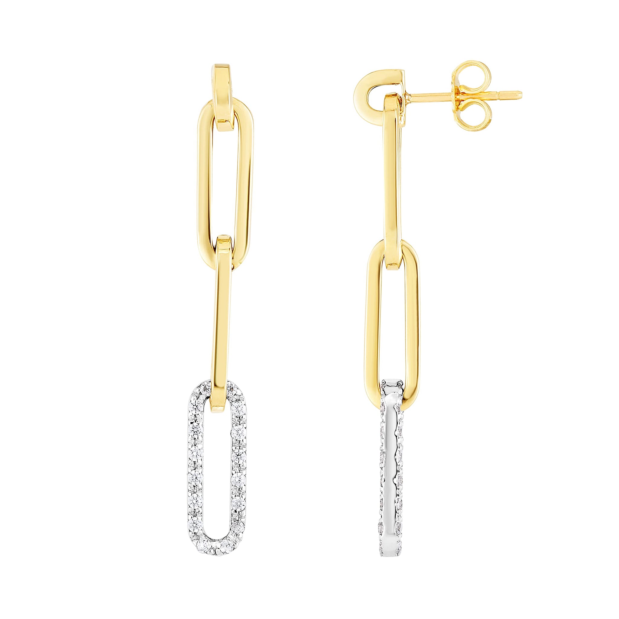 Floreo 14k Yellow Gold 43mm 0.29ct Diamond Paperclip Earrings