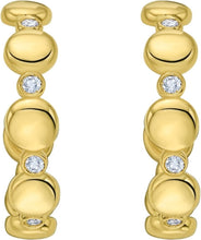 Load image into Gallery viewer, 14k Yellow Gold 18mm Station Diamond Round Circle Hoops Gemstone Earrings
